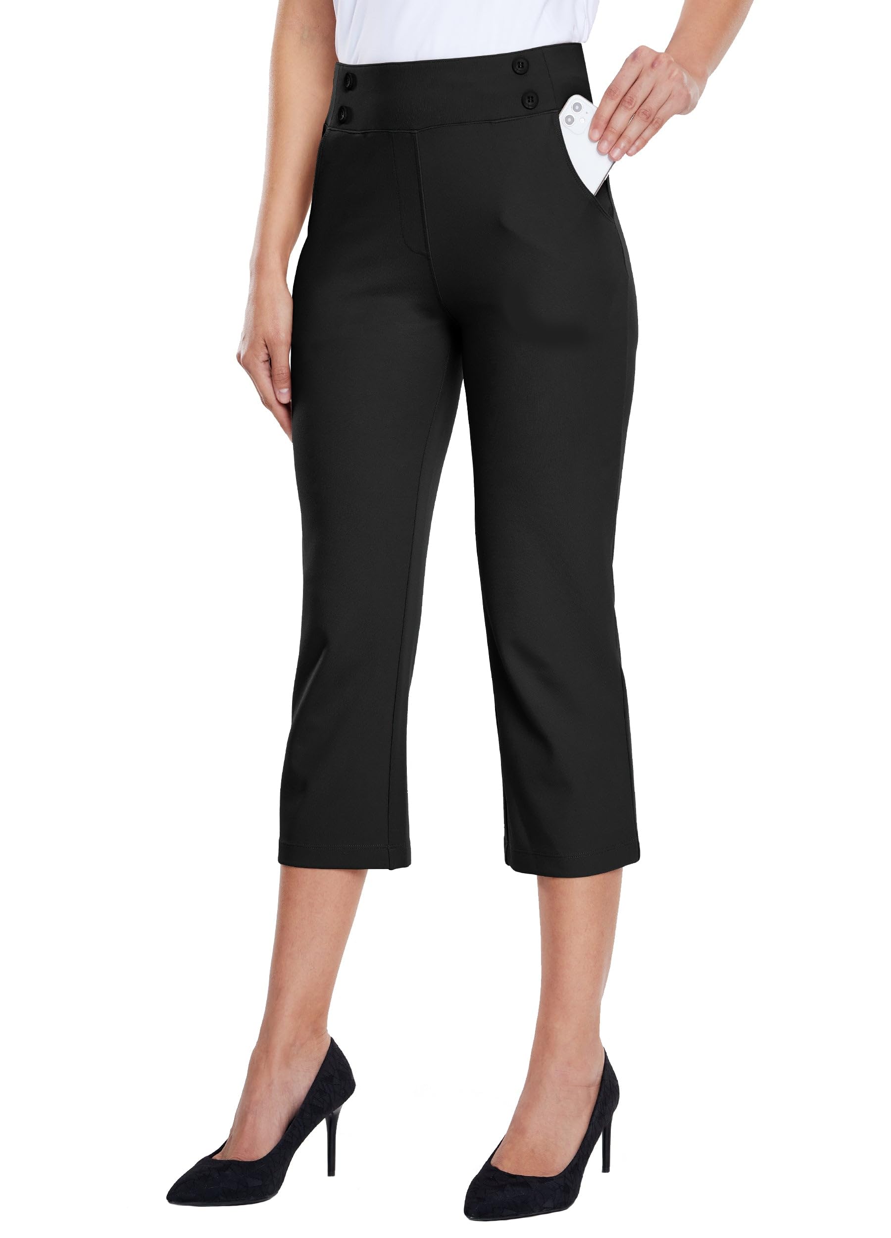 Willit Womens Capri Pants Yoga Work Casual Straight Leg Office Trousers 21"