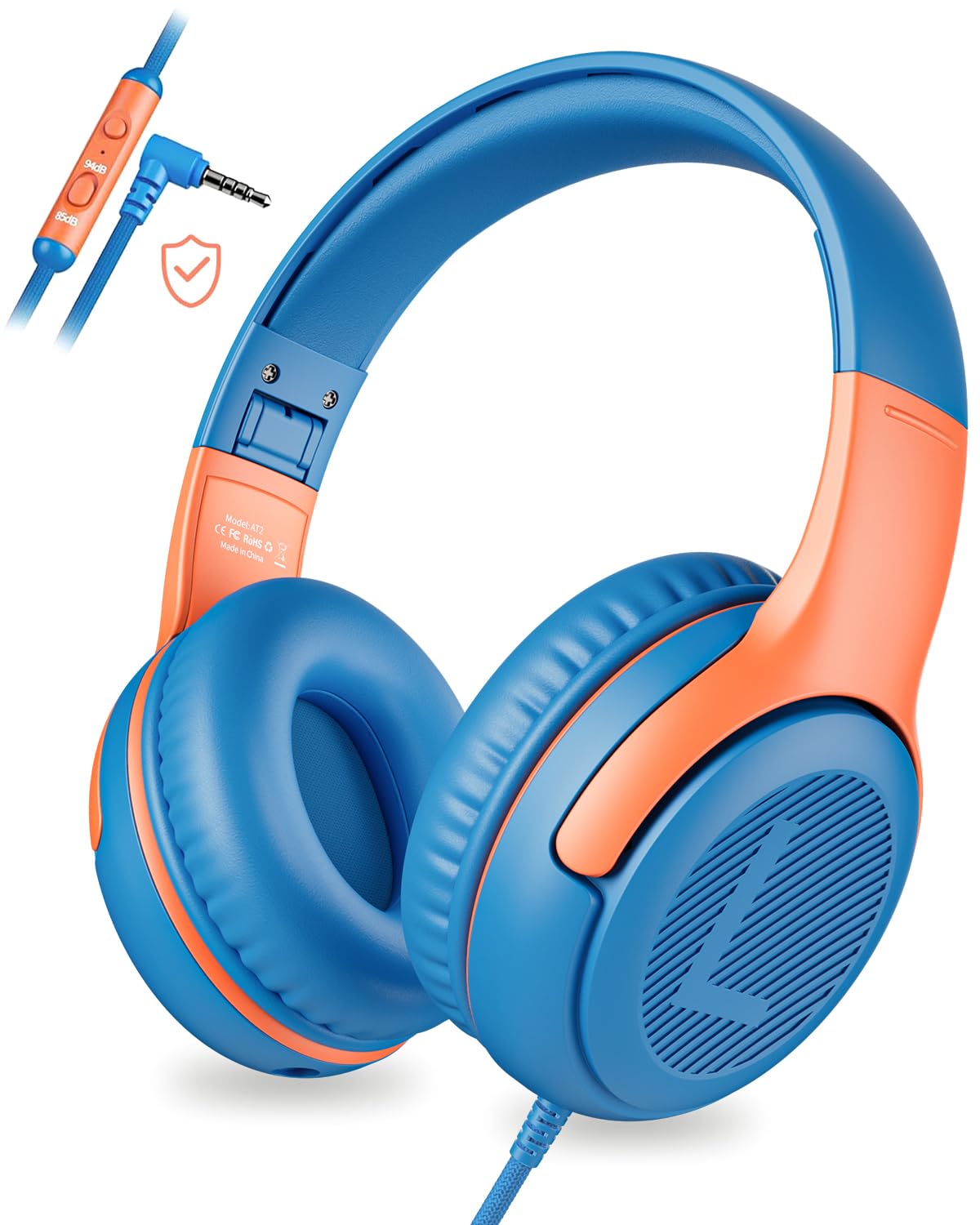 awatrue AT2 Kids Headphones for School with Mic, 85/94dB Safe Volume Limit | 3.5