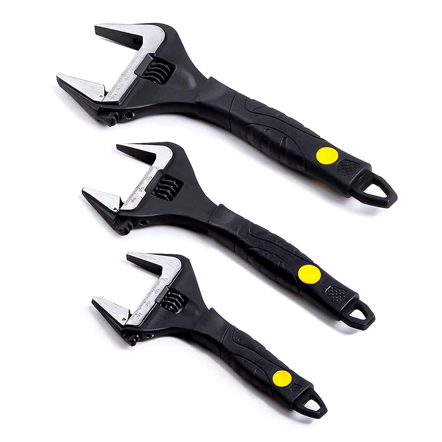 Sharp-tec Adjustable Spanner Set, Wide Jaw Opening Adjustable Wrench, Heavy-Duty