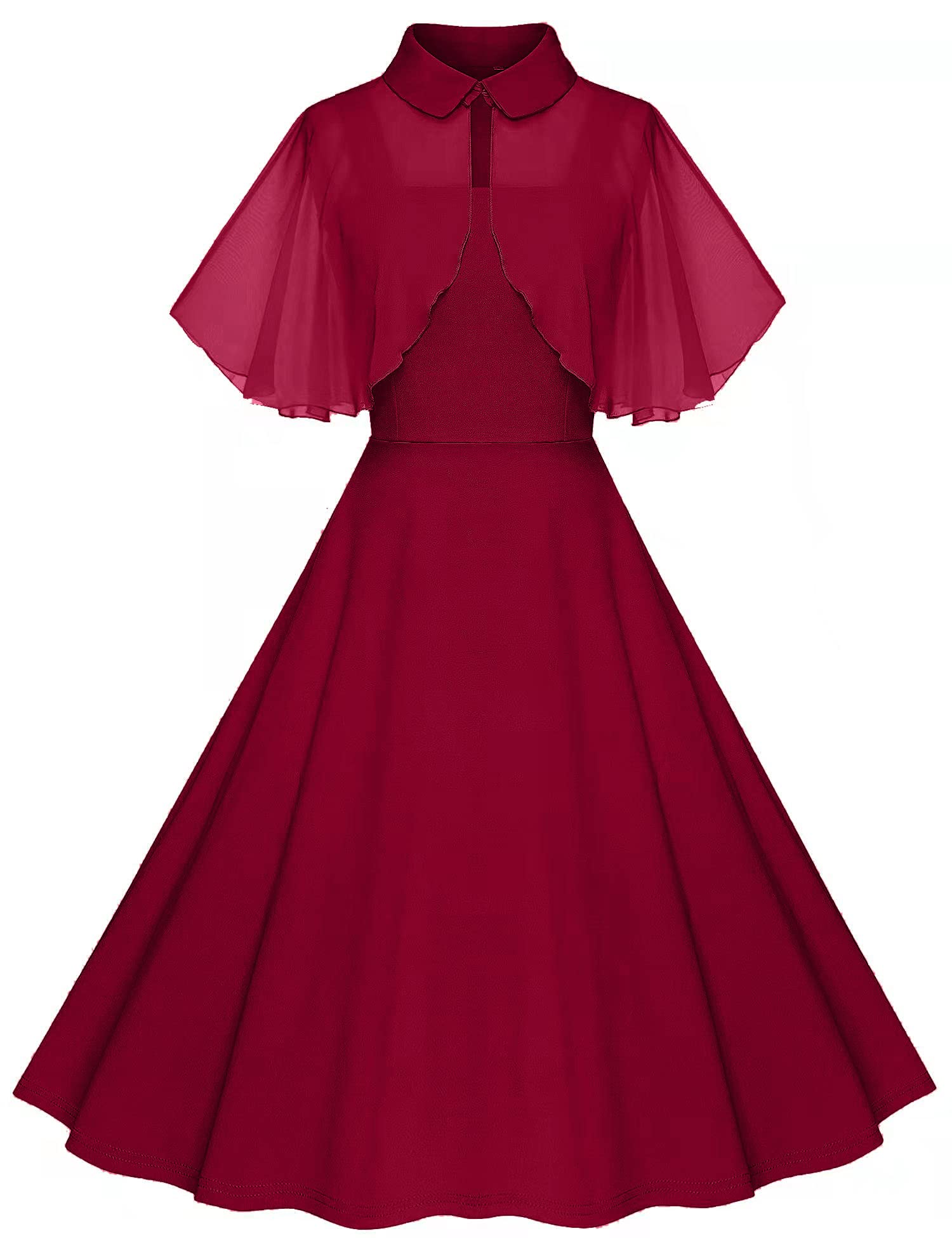 1950s Dresses for Women Vintage Goth Swing Cocktail Dress with Pockets and Chiff