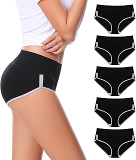 CAILECOTTON Cotton Underwear for Women High Waisted Ladies Pantie 5 Pack
