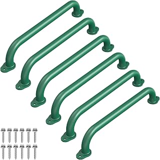 SELEWARE 6 Pcs 17" Green Playground Safety Handles Metal Monkey Bars Indoor | 500LB Heavy Duty Fully Welded Steel Kids Grab Bars for Indoor/Outdoor Playset Treehouse Climbing Frame Wall ladder Backyard