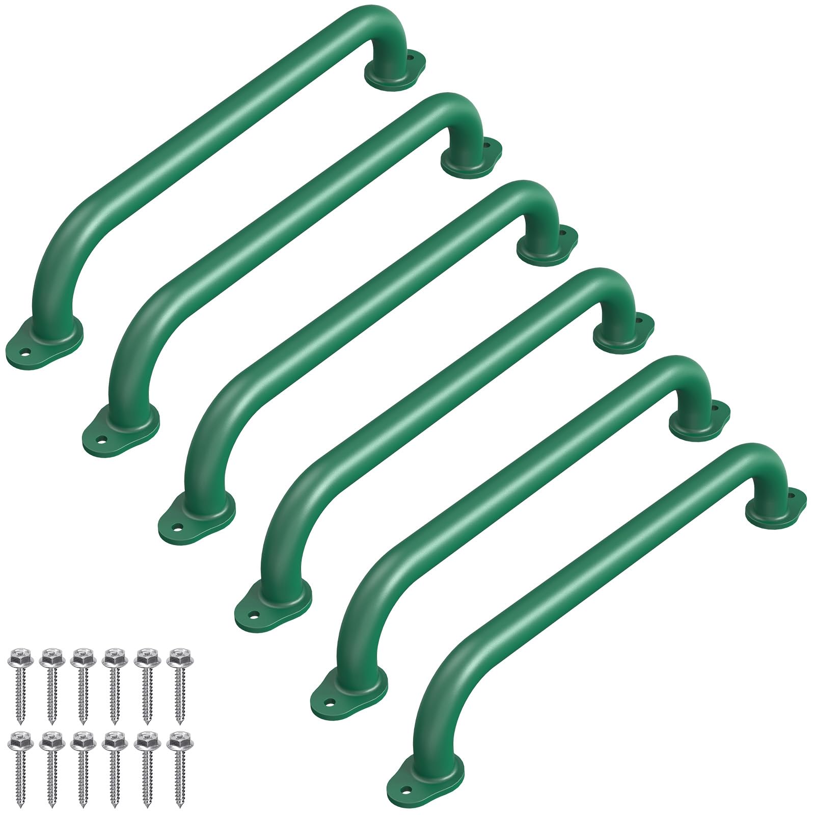 SELEWARE 6 Pcs 17" Green Playground Safety Handles Metal Monkey Bars Indoor | 50