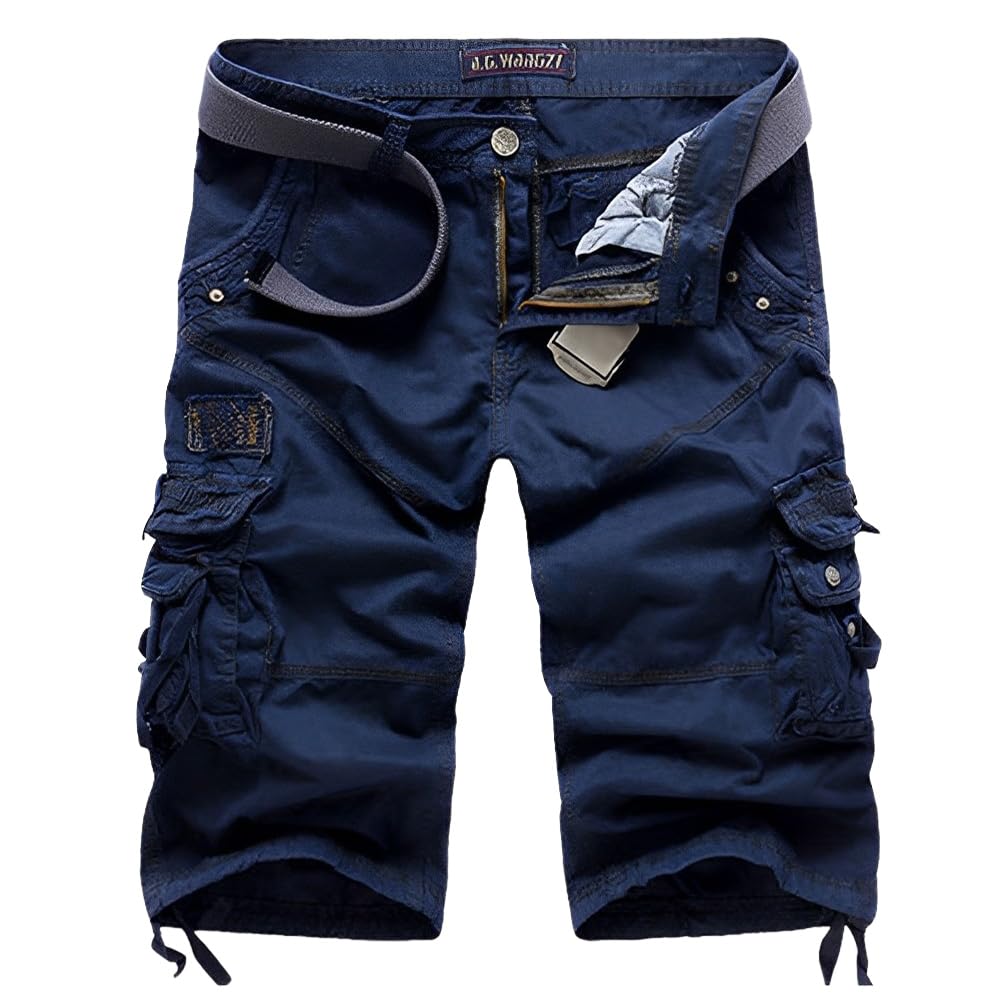 Cargo Shorts for Men Multi Pockets 3/4 Pants Solid Color Casual Sports Shorts Be