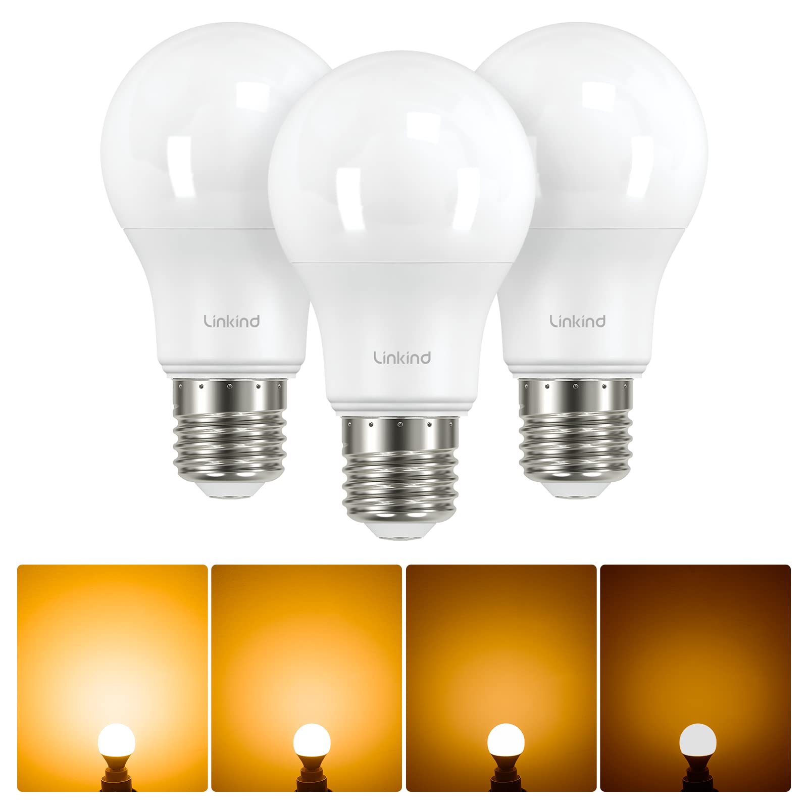 Linkind Dimmable E27 Screw Bulb, 7.3W (Equivalent to 60W) E27 Edison Screw ES LE
