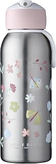 Mepal - Campus Flip-up Isothermal Bottle - Thermal Bottles for Children - Stainless Steel Bottle - 4 Hours Hot and 12 Hours Cold - BPA Free - 350ml - Flowers & Butterflies