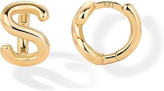 PAVOI 14K Gold Plated Dainty Initial Letter Huggie Hoop Earrings for Women