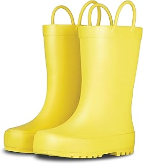 LONECONE Toddler Waterproof Rain Boots with Easy Slip on Handles, Shiny Natural Rubber, Rain Boots for Boys and Girls, Matte Rain Boots for All