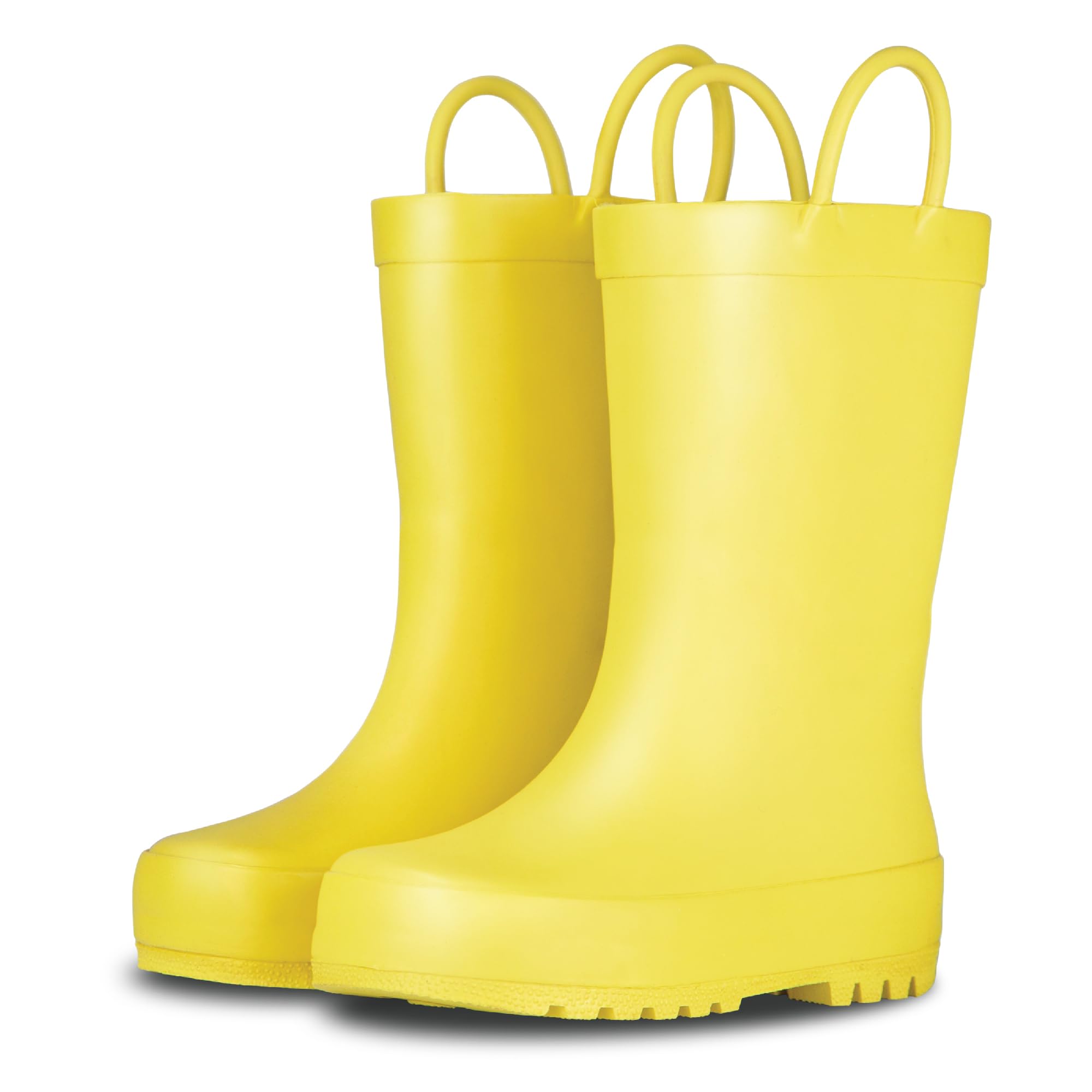 LONECONE Toddler Waterproof Rain Boots with Easy Slip on Handles, Shiny Natural 