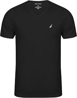 Nautica Men's Short Sleeve Solid Classic fit Fit V-Neck T-Shirt (Black, Small)