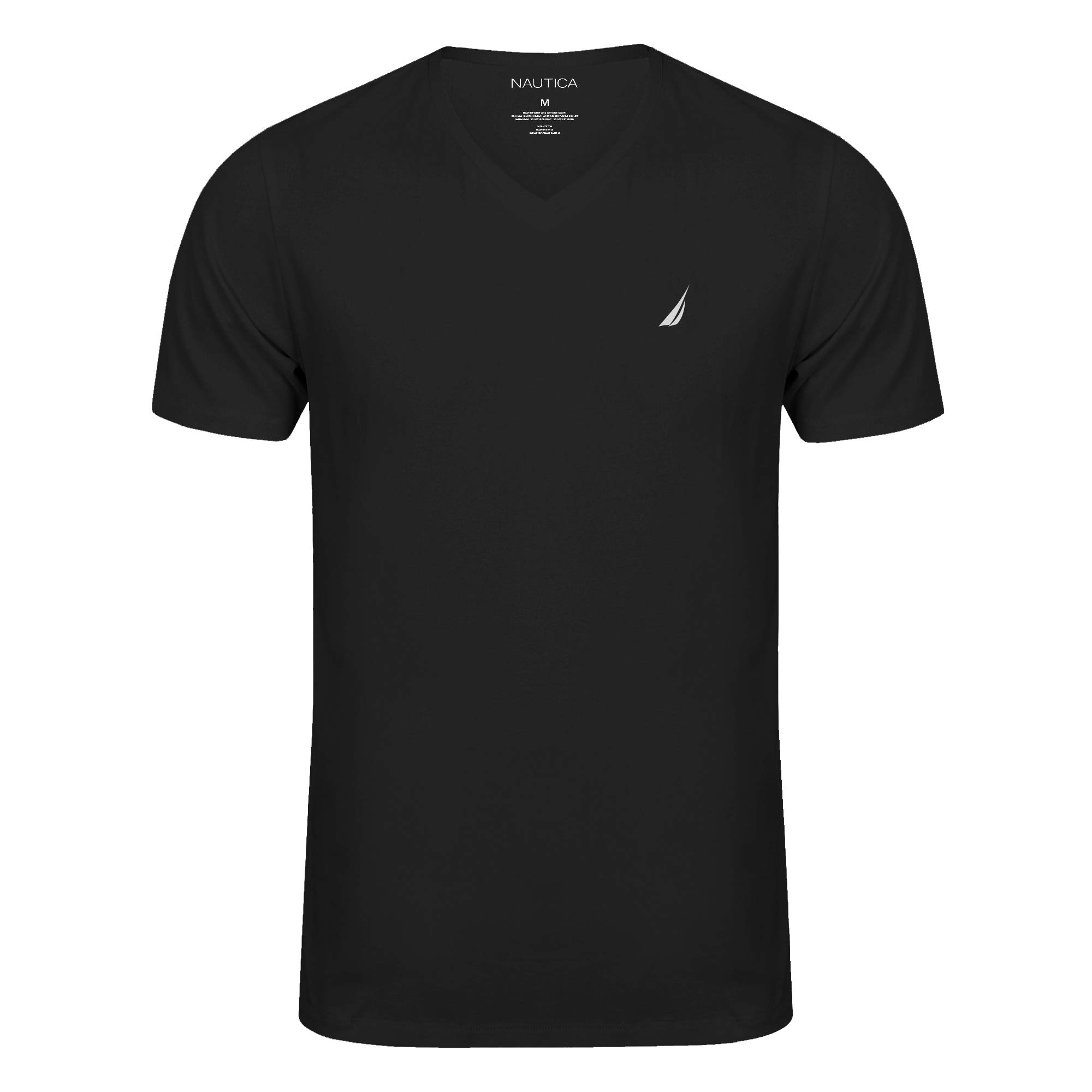 Nautica Men's Short Sleeve Solid Classic fit Fit V-Neck T-Shirt (Black, Small)