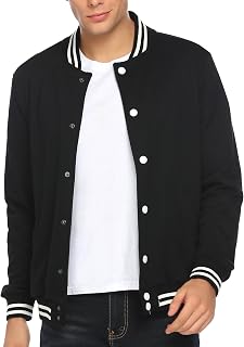 Coofandy Men's Fashion Long Sleeve Button Front Cotton Bomber Baseball Jacket US Size: