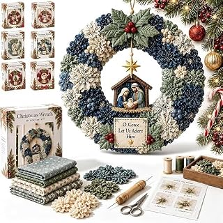 3D Fabric Poke Wreath DIY Kit Adult Christmas Holiday Craft Kits | Crafts for Holiday Door Decor, No-Sew DIY Making Set, Christmas Wreath DIY Kit, Beginner-Friendly, Craft Kit, Holiday Gift