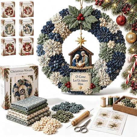 3D Fabric Poke Wreath DIY Kit Adult Christmas Holiday Craft Kits | Crafts for Ho