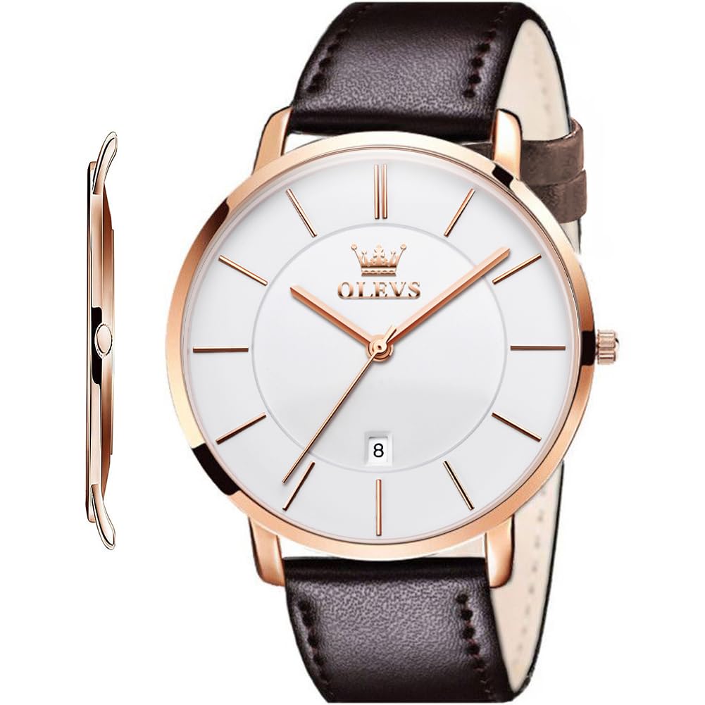 YPF OLEVS - Relojes de pulsera de cuarzo para hombre, ultra finos, 6,5 mm de ace