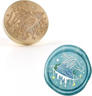 Magic Space Wax Seal Stamp, Vintage Sealing Stamp Heads and A Pearwood Handle for Party Invitations, Envelops, Cards and Gift Packaging Decorating Cards (25mm Removable Brass Head)