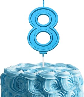 Blue Birthday Number 8 Candles for Wedding Party Cake Decorations