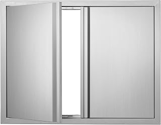 VEVOR BBQ Access Door 31" W x 24" H Double Outdoor Kitchen Vertical Door | For BBQ Island, Grilling Station, Outside Cabinet, Stainless Steel, Flush Mount, with Recessed Handles, Reversible Design