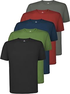 ALPIDEX Set of 5 Men's Breathable Short Sleeve Crew Neck Sports T-Shirts
