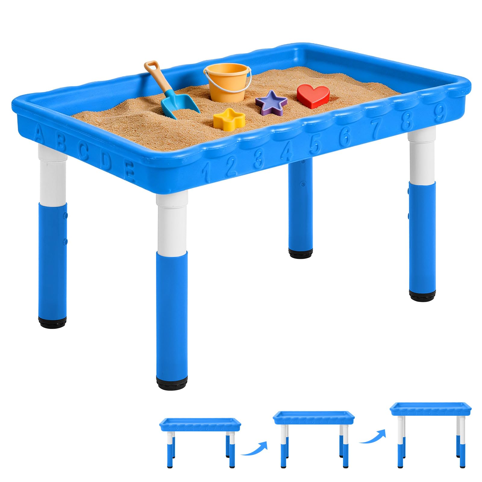 FUNLIO Sensory Table for Kids (35"x24"), Height Adjustable Rectangular Tuff Tray