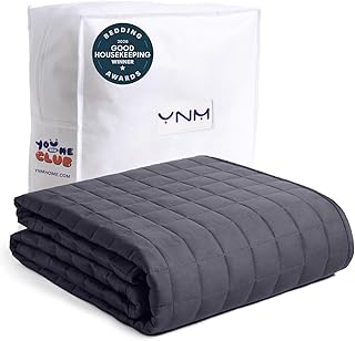 YnM 15lbs Weighted Blanket for Adults, 48x72 Inches, Dark Grey | Cooling Soft Heavy Bed Throw Comforter with Glass Beads, All Season Use for ~140lbs on Twin/Full Bed, Machine Washable, Oeko