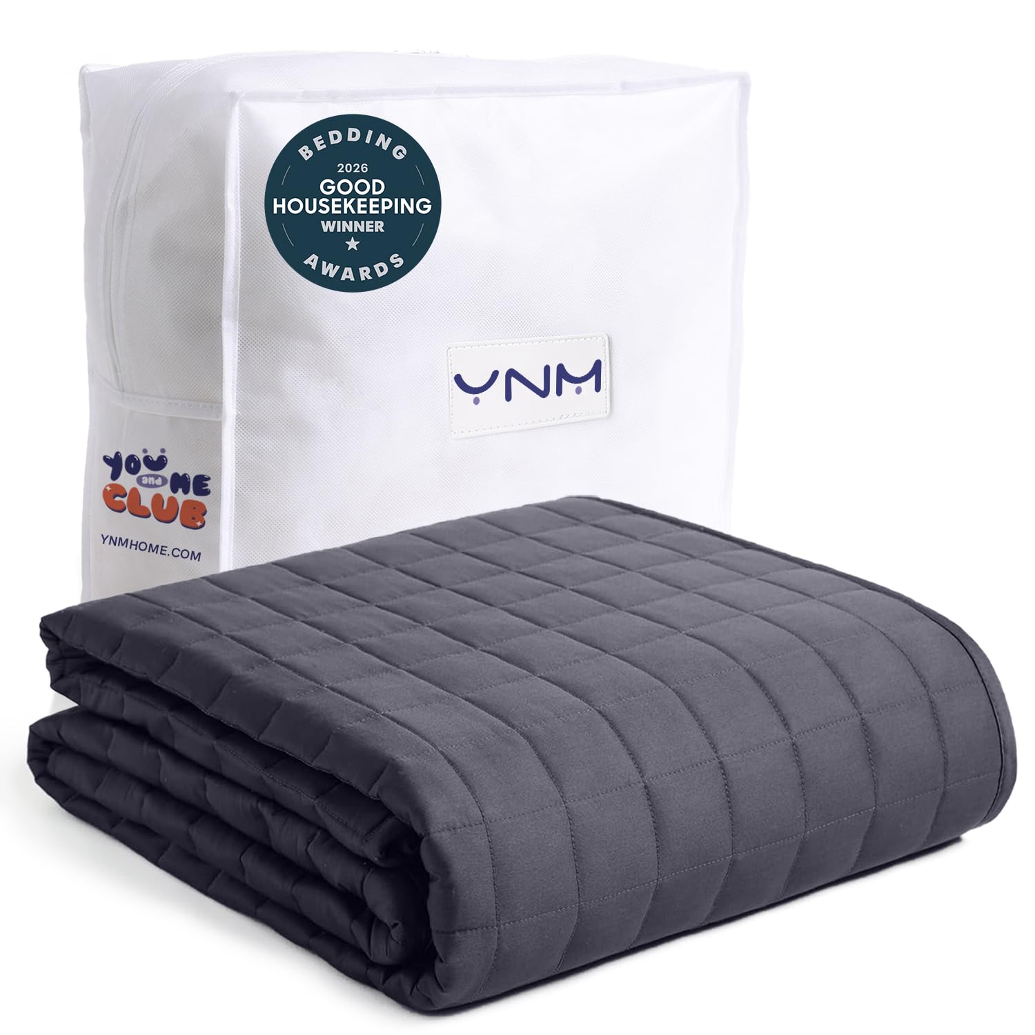YnM 15lbs Weighted Blanket for Adults, 48x72 Inches, Dark Grey | Cooling Soft He