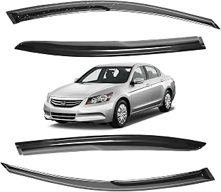 Tresvendu Window Visors for Honda Accord 4 Door Sedan 2008 2009 2010 2011 2012 Wind Deflector Sun Rain Guard Vent Weather Shields, Tape-on, Black, 4Pcs