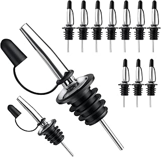 Pafusen 12 Pack Liquor Pour Spout With Dust Caps - Bottle Pourers for Alcohol, Olive Oil - Speed Pourers, Bar Bartender Accessories