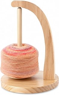 Dlzoiuc Upgraded 360° Rotating Yarn Holder, Pine Wooden Magnetic Yarn Spinner with Anti-Slip Wide Base, Portable Yarn Minder for Crocheting & Knitting