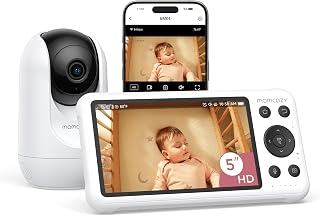 Momcozy Smart WiFi Baby Monitor with Camera and Audio,5" 1080P &amp; Wall Mount | Electric Safe Fence, Motion &amp; Sound &amp; Cry Detection, Night Vision, 5000mAh Battery, 2-Way Talk, Photo &amp; Video Recording, BM04
