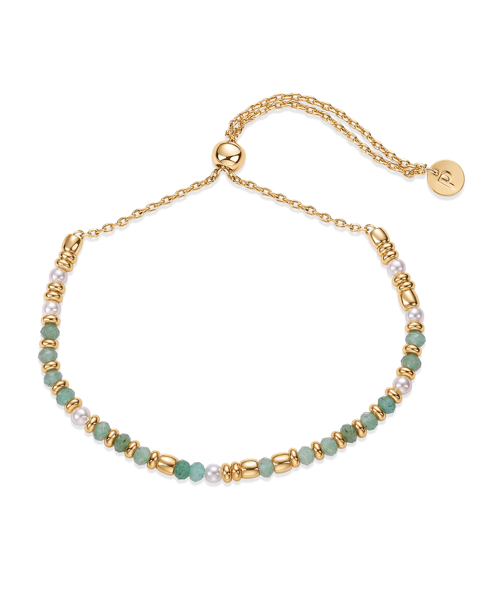 PAVOI 14K Gold Plated Gemstone Beaded Bracelets for Women, Bracelet Stack
