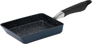 [Online Limited] Pearl Metal AZ-5613 Roasted Eggs with Borders for Durability, Marble Processing, Non-Stick, 5.1 x 7.1 inches (13 x 18 cm), Marble Coat, Metal Spatula, Edge Included, Forged, Coin Press Construction, Navy