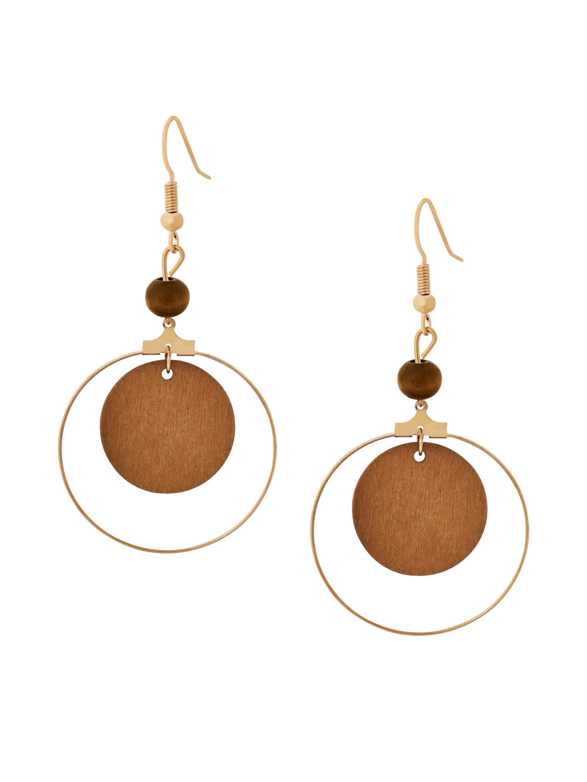 MINACHI Vintage Bohemian Circular Wooden Disc Dangle Drop Earrings for Women