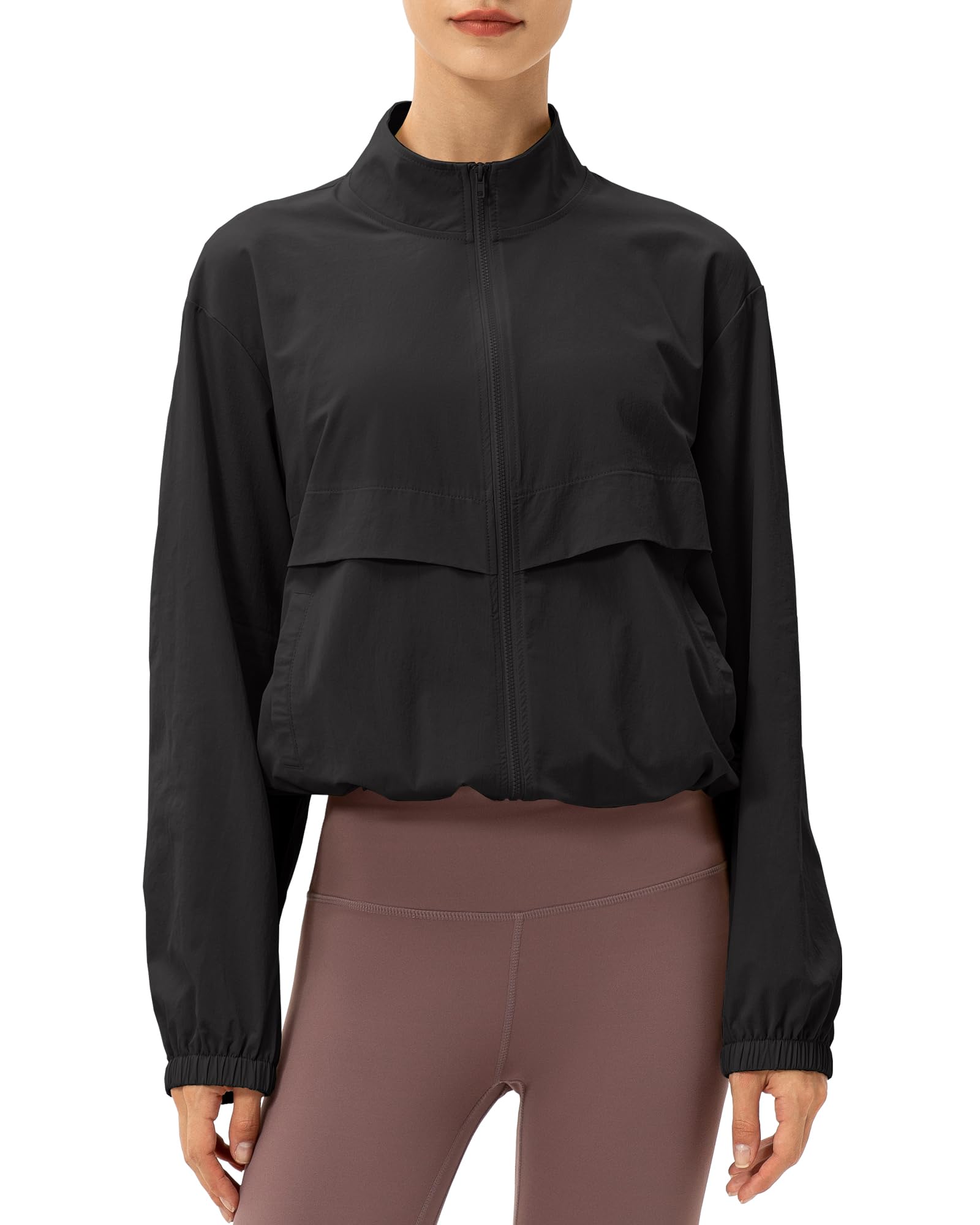 Locachy Women's Lightweight Zip Up Athletic Jacket Stand Collar Windproof Sun Pr