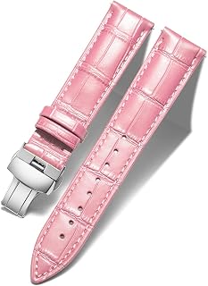 BINLUN 12mm-24mm Leather Watch Strap for Women Men Replacement Strap with Butterfly Deployment Buckle Silver/Gold/Rose Gold