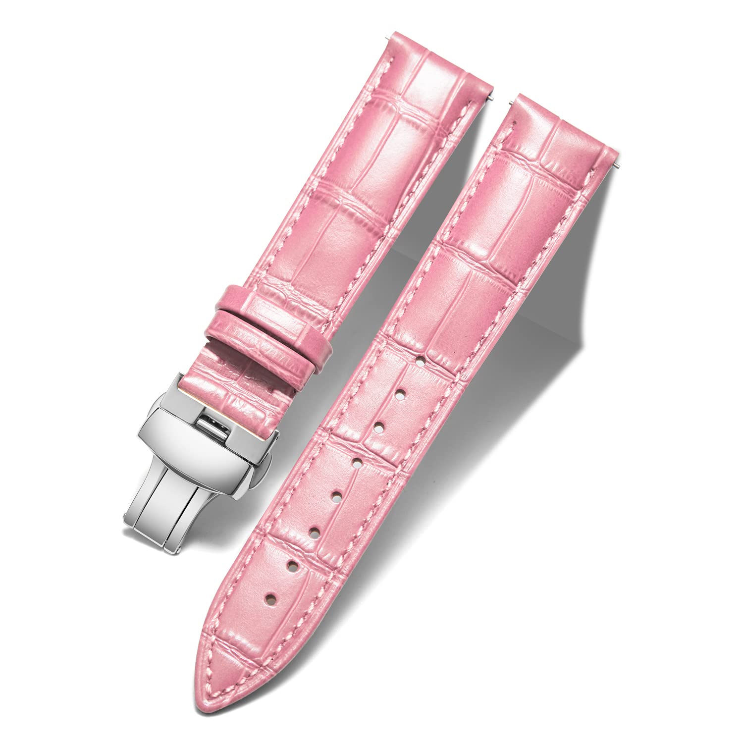 BINLUN 12mm-24mm Leather Watch Strap for Women Men Replacement Strap with Butter