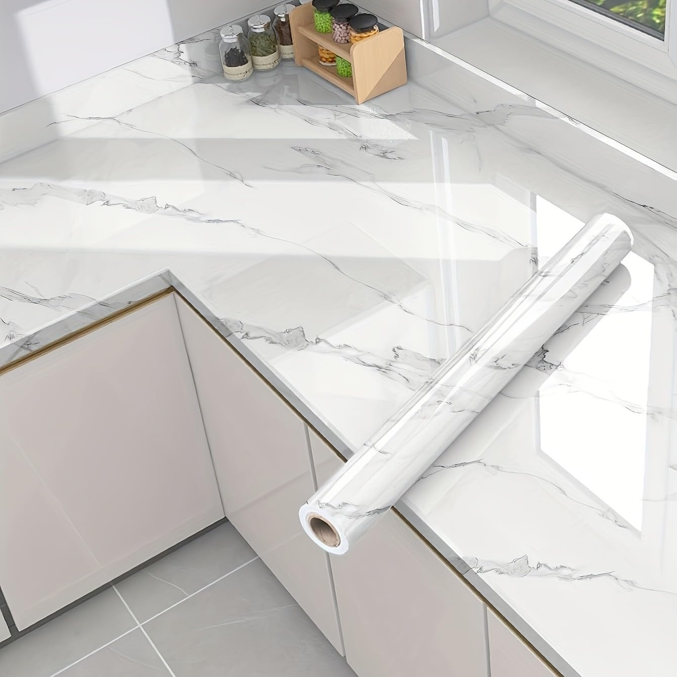 Marble Contact Wallpaper Self-Adhesive Peel and Stick 30cm x 3m Roll for Counter