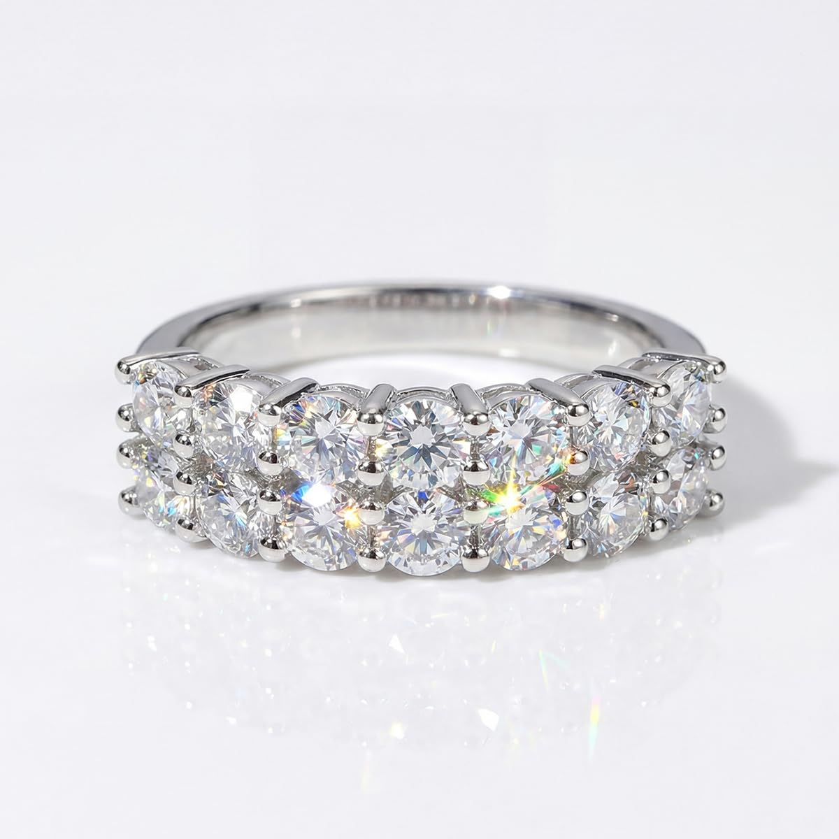 Classic 925 Sterling Silver 0.1ct Synthetic Moissanite Double Rolling 1pc Women 