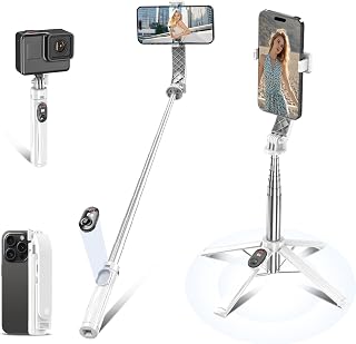Smalife Selfie Stick [2025 New Mini Quad Stable Model] Smartphone Stand JiDori Stick Compatible with i-phone and Android, Smartphone Tripod, Compact, Lightweight, Foldable, Extends up to 103cm, 9