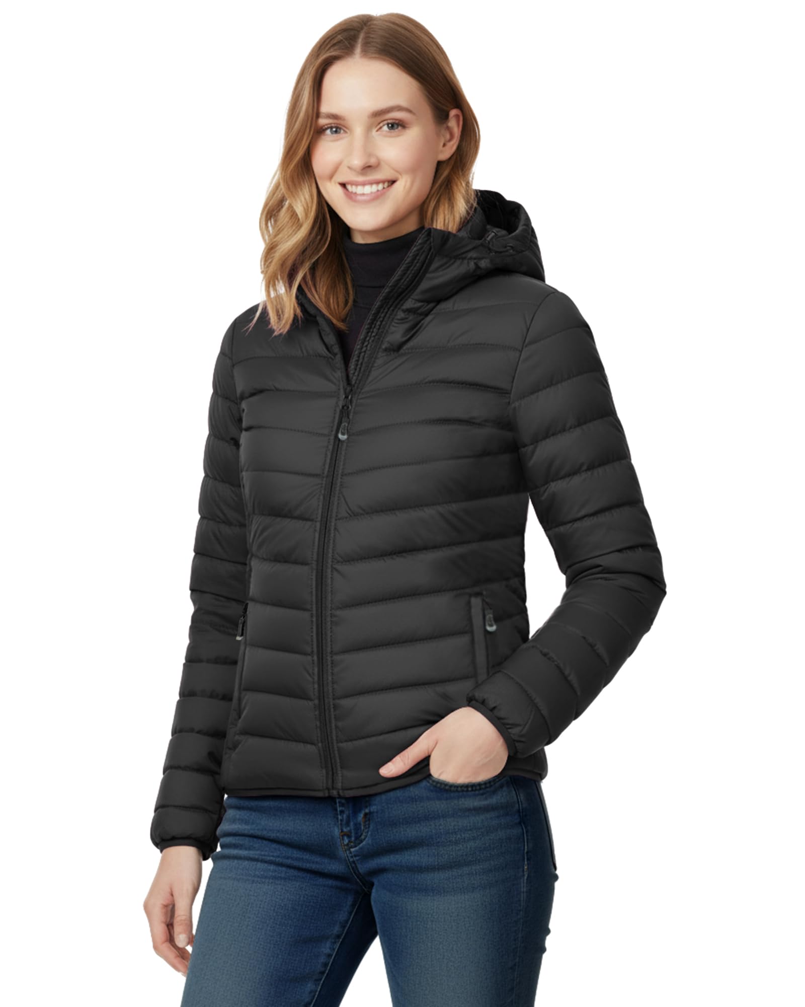 33,000ft Womens Lightweight Warm Quilted Hooded Puffer Jacket