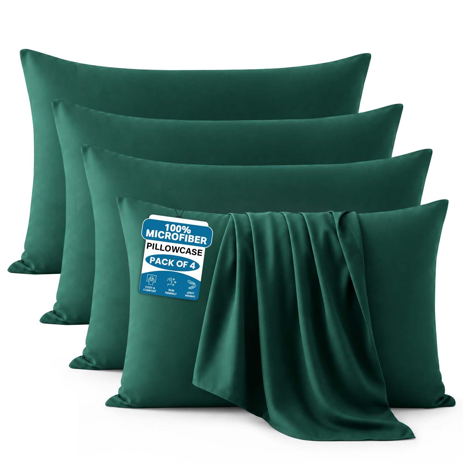 Moonlight Bedding Emerald Pillow Cases 4 Pack (50 x 75cm) Microfibre
