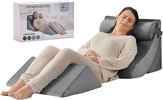 Axelrod Orthopedic Bed Wedge Pillow Set, Post Surgery Foam for Back, Neck and Leg Pain Relief Comfortable & Adjustable Ortho Pillows- Anti Snoring, Heartburn, Acid Reflux & GERD Sleeping（Grey）