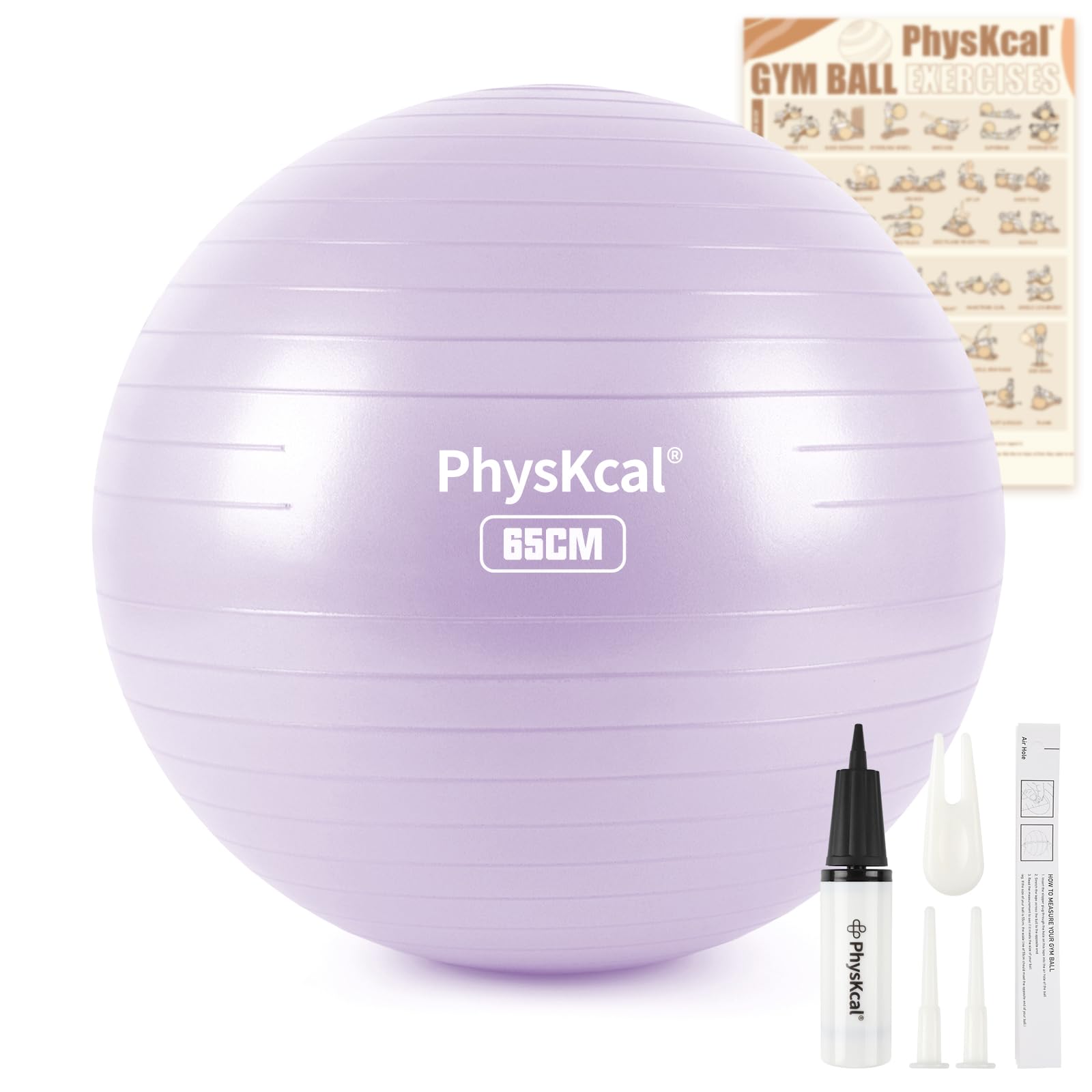 PhysKcal Gym Ball for Exercise 55-85 cm with Exercise Sheet and Pump