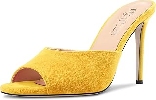 TNYNFBEB Women Stiletto High Heel Peep Open Toe Sandals Slingback Slip-on Wedding Office Cute Basic Classic 3.9 Inches Heels