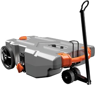 Camco Rhino 36-Gallon RV Tote Tank, (39006) | Large Heavy-Duty No-Flat Wheels & Built-In Gate Valve - Removable Steel Tow Adapter, 3’ Sewer Hose & More RV Accessories