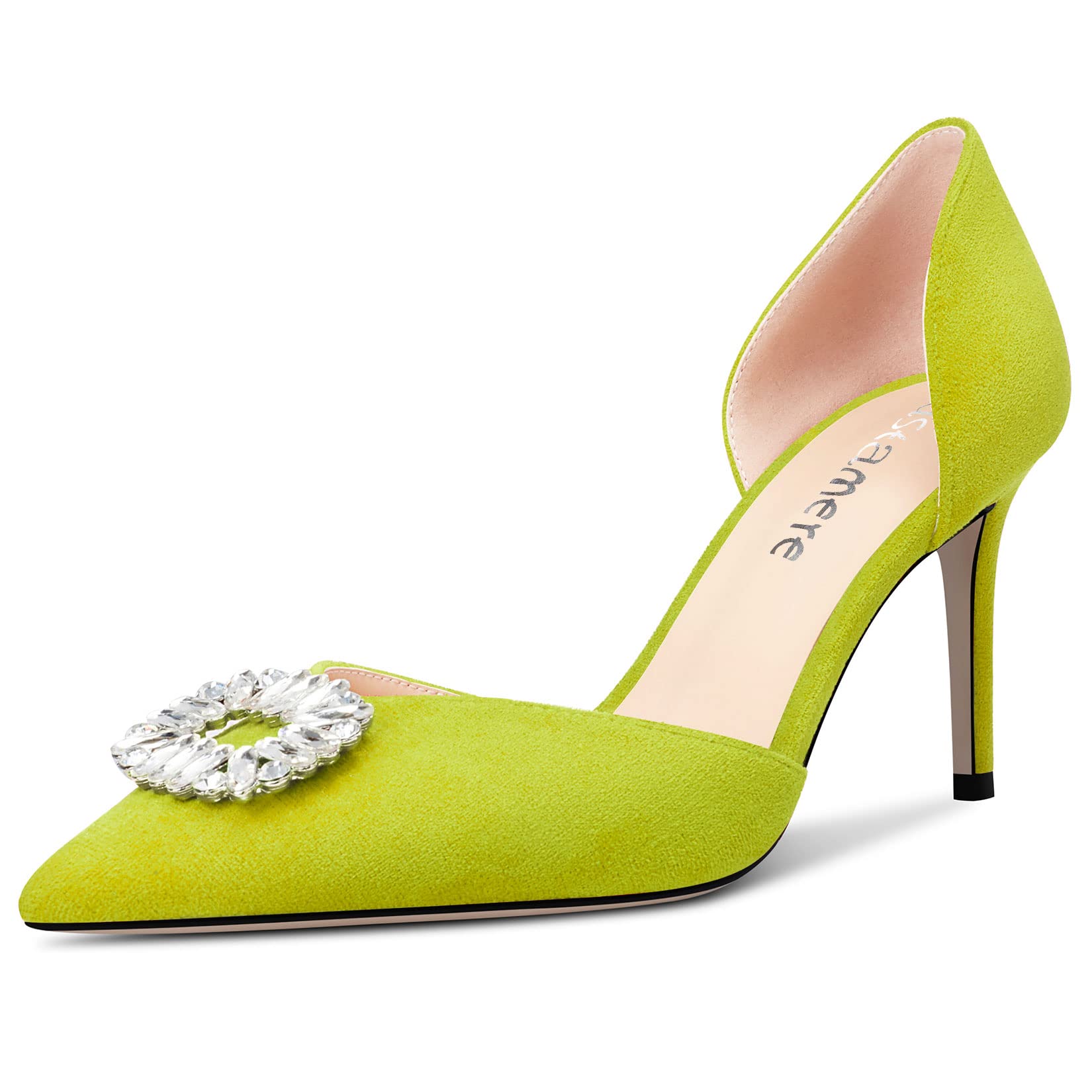 Castamere Women's High Heel Pointed Toe Pumps Two-Piece Slip-On Diamond Crystal 