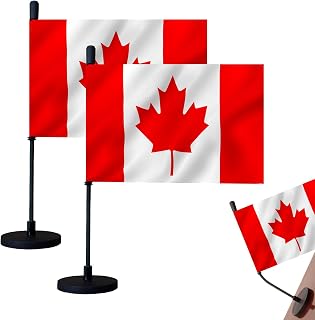Bagetu National Car Hood Flag Countries Car Flag with Magnetic Base and Flexible Pole for Truck Boat Vehicle (Canada)