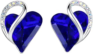 Leafael Infinity Love Heart Stud Earrings for Women, Birthstone and Healing Stone, Gifts for Mom, Wife, and Her, Silver Plated