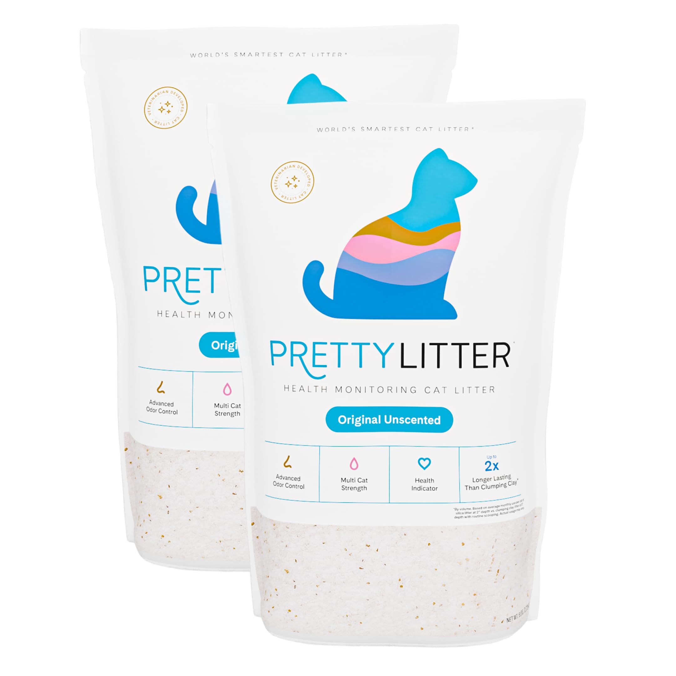 PrettyLitter Health Monitoring Cat Litter, Unscented, 2-Pack, 6 lb. Bags | Up to