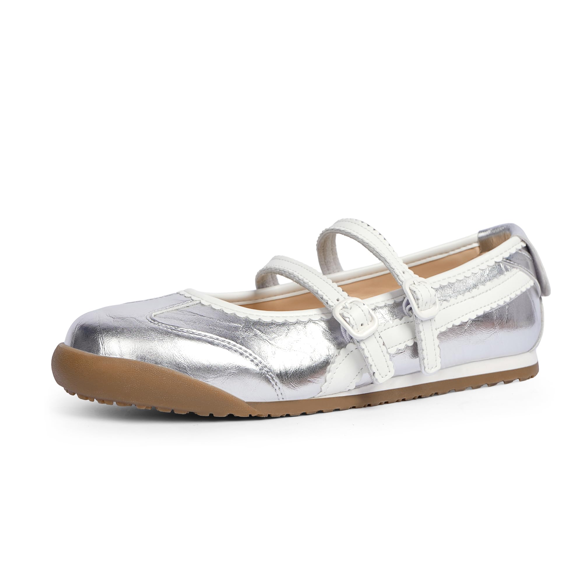 Tigeridea Mary Jane Sneakers Two Strap Rounded Toe Ballet Flats for Women